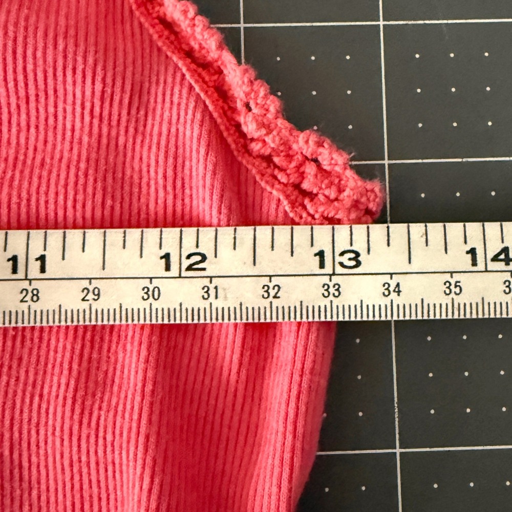 Y2K Elena Bella Pink Fairy Ribbed Henley Tank Crochet Trim Women Medium Layer - Picture 5 of 6